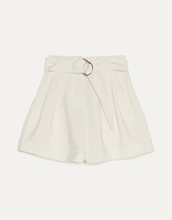 Shorts with a belt and turn-up hems - New - Bershka United States
