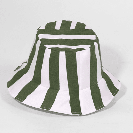 green and white striped bucket hat