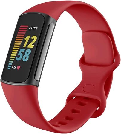Amazon.com: Qimela Liquid Silicone Watch Band Compatible with Fitbit Charge 5 Bands for Women Men,Sport Waterproof Soft Strap Replacement Wristbands for Charge 5 Fitness Tracker (Small, Red) : Qimela: Electronics