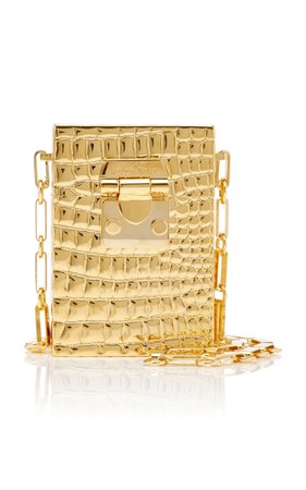 Nicole Croc-Effect Gold-Plated Brass Bag by Mark Cross | Moda Operandi