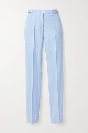 Cotton-corduroy Straight-leg Pants - Light blue