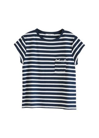 MANGO Chest-pocket striped t-shirt