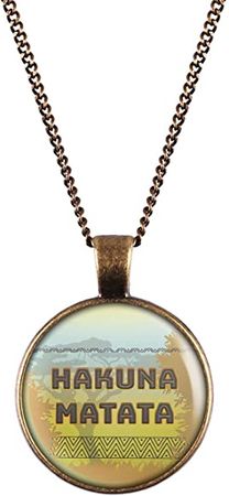 Amazon.com: Necklace Cabochon Picture Hakuna Matata Africa Savannah Lion Bronze 1.1 inch : Clothing, Shoes & Jewelry