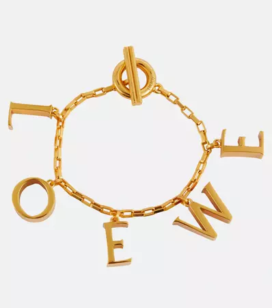 Logo Sterling Silver Bracelet in Gold - Loewe | Mytheresa