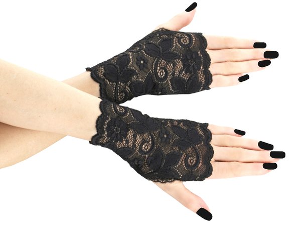black lace fingerless gloves