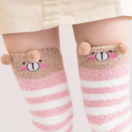 Animal Fleece Thigh High Long Socks – Gotamochi Kawaii Shop