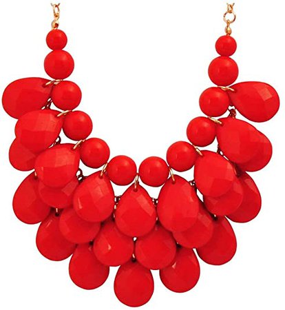 Amazon.com: Jane Stone Fashion Floating Bubble Necklace Teardrop Bib Collar Statement Jewelry for Women (Red): Clothing
