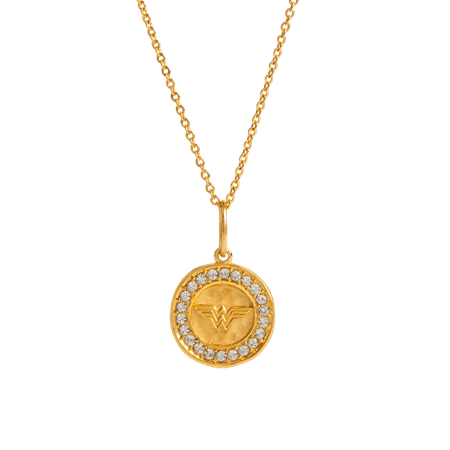 Justice League Gold "Only You Can Save the Day" Wonder Woman Coin Pendant + Dainty Chain 18-20" | Origami Owl Custom Jewelry