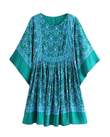 R.Vivimos Women Summer Cotton Half Sleeve Casual Loose Bohemian Floral Tunic Dresses at Amazon Women’s Clothing store:
