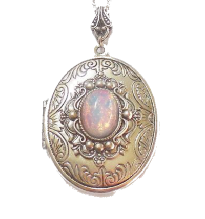 Opal + Silver Locket Necklace Pendant