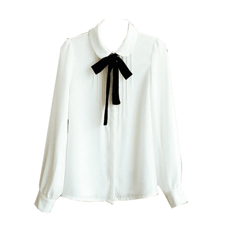 white blouse with black tie