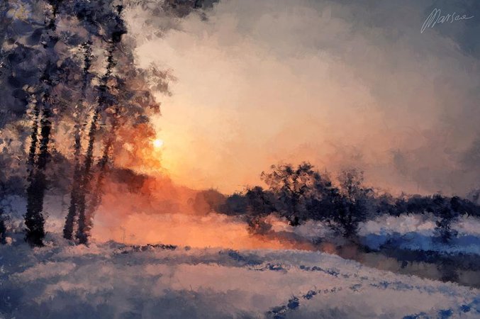 Winter Sun Painting by Marina Likholat
