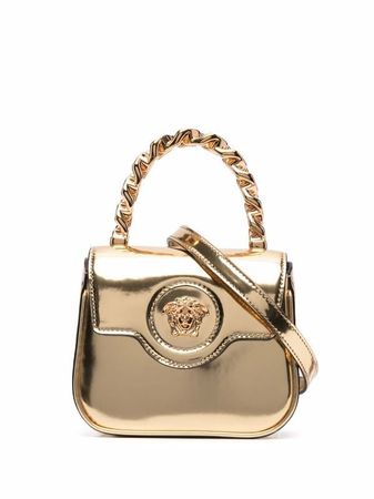 gold Versace medusa leather purse