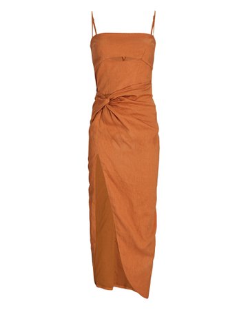 RUMER Bronte Cut-Out Linen Maxi Dress | INTERMIX®