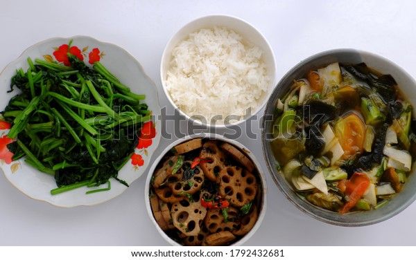 Top View Vegan Daily Meal Lunch Stock Photo (Edit Now) 1792432681