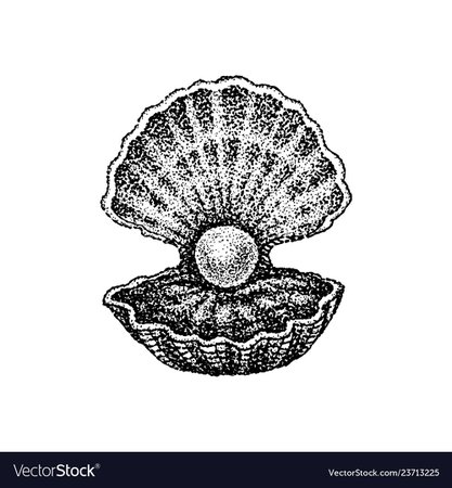 Dotwork shell with pearl Royalty Free Vector Image