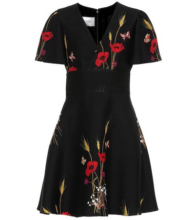 Floral silk and wool dress