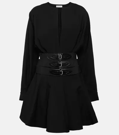 Belted Wool Minidress in Black - Alaia | Mytheresa