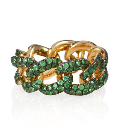 Shay Jewelry Essential 18kt gold ring with green garnets