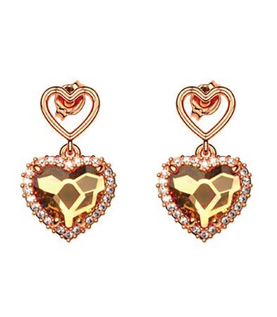 Σκουλαρίκια συλλογή Love καρδιά από ρόζ επιχρυσωμένο ασήμι με πέτρες Swarovski