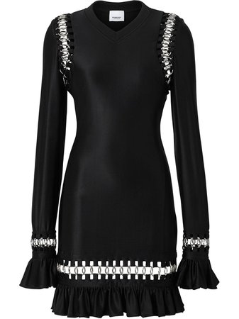 Black Burberry Ring-Embellished Mini Dress | Farfetch.com