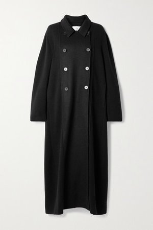 Cilona Oversized Double-breasted Cashmere And Wool-blend Coat - Black