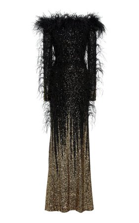 Feathered Sequin Gown By Elie Saab | Moda Operandi