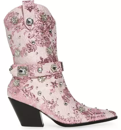 AZALEA WANG Diligent Floral Embellished Cowboy Boot | Nordstrom