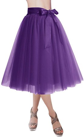 DRESSTELLS Knee Length Tulle Skirt Tutu Skirt Evening Party Gown Prom Formal Skirts Navy M-L at Amazon Women’s Clothing store