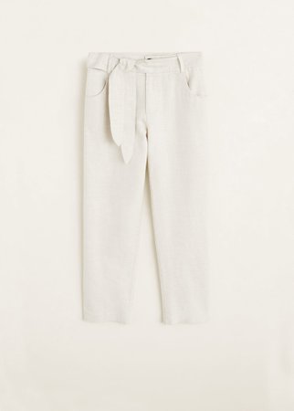 Straight linen-blend trousers - Women | Mango United Kingdom