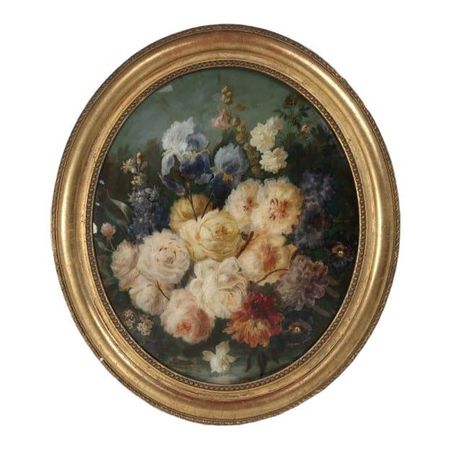 flower painting in gold frame