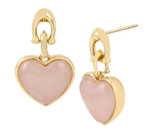 pink rose quartz gold coach earrings