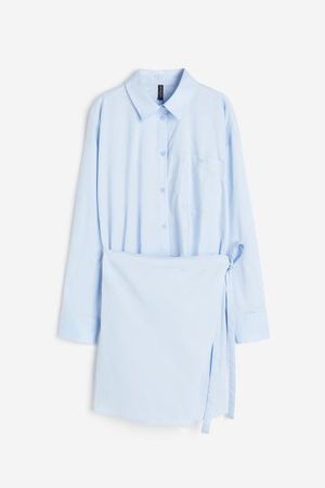 Wrap-skirt Shirt Dress - Light blue - Ladies | H&M US