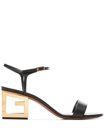 Givenchy Black 60 Triangle Cutout Heel Leather Sandals - Farfetch