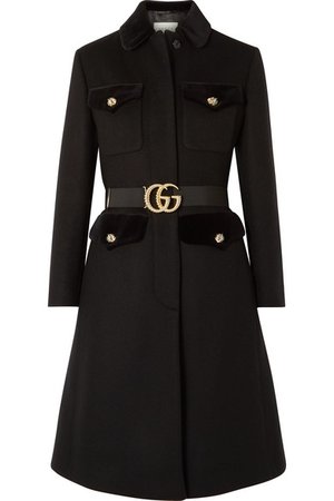 Gucci | Belted velvet-trimmed wool-blend felt coat | NET-A-PORTER.COM