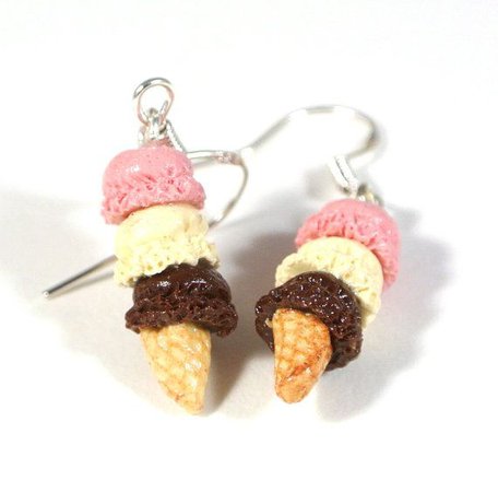 Neapolitan ice cream earrings