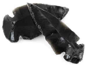 Two Black Obsidian Arrowheads