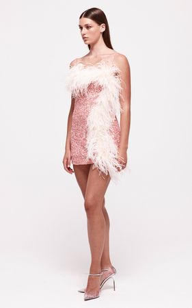 Cami Crystal-Embellished Feather-Trimmed Mini Dress By Rachel Gilbert | Moda Operandi