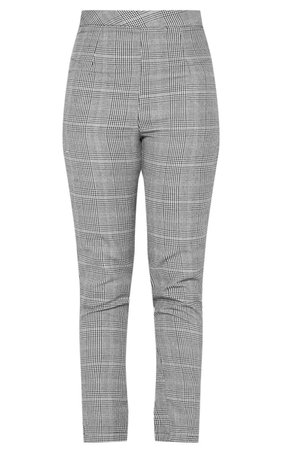 Tall Grey Checked Satin Stripe Pants | PrettyLittleThing USA