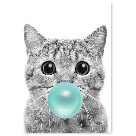 Awkward Styles Cat Poster Cat Chewing Bubble Gum Wall Art Cat Digital Collage for Room Decor Lovely Cat Poster Photo Artwork Blue Gum Animal Gift Made in USA Fine Art Print Animal Printed Art - Walmart.com
