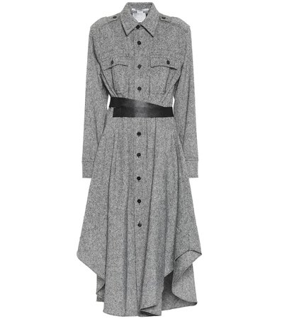 Stella McCartney - Asymmetric wool midi shirt dress | Mytheresa