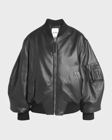 The Attico Anja Leather Bomber Jacket | Neiman Marcus