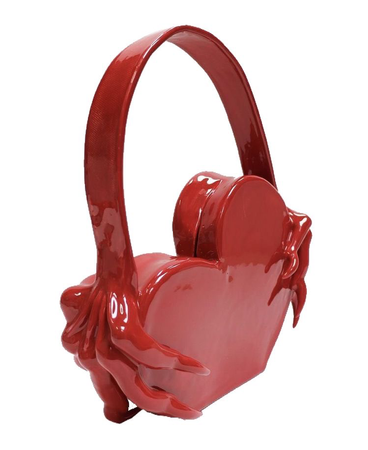 red heart hand bag