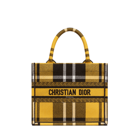 Dior Book Tote piccola Ricamo Check'n'Dior giallo e nero (26,5 x 21 x 14 cm) | DIOR