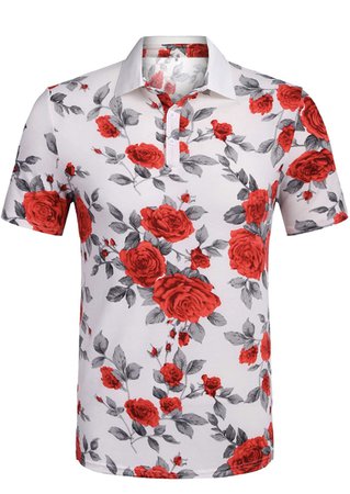 Mens Floral Polo
