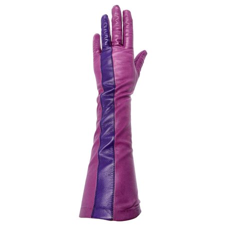 Vintage Anne Klein Two Toned Magenta Pink and Purple Leather Gloves