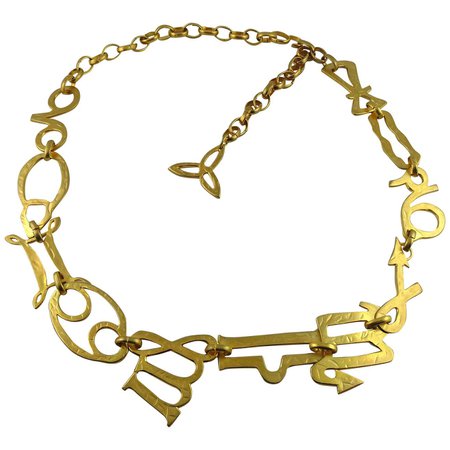 Kenzo Vintage Gold Toned Zodiac Belt Necklace at 1stDibs