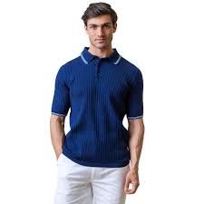 mens short sleeve blue collared sweater - Google Search