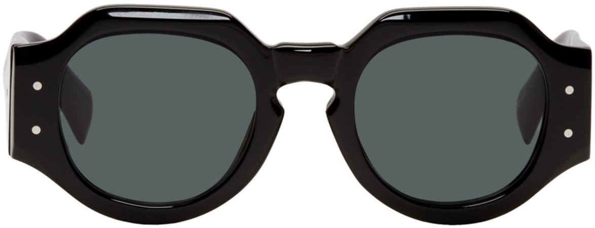 Dries Van Noten: Black Linda Farrow Edition 174 C1 Angular Sunglasses | SSENSE