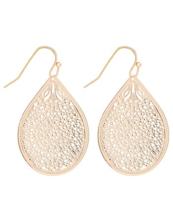 Filigree Teardrop Short Drop Earrings | ROSE GOLD | One Size | 7857418200 | Accessorize